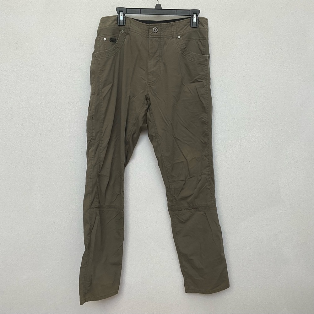 Kuhl Burnt Olive Green Radikl Cargo Pants Size 35x32 Outdoor Stretch 7 Pockets